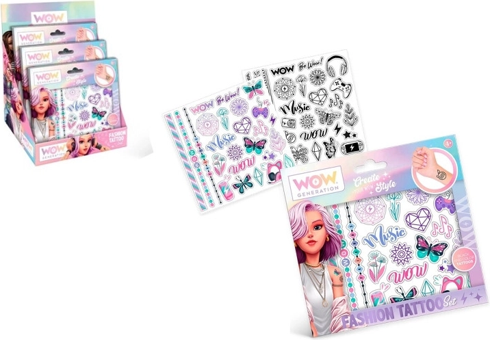Set de 50 tatuajes temporales WOW