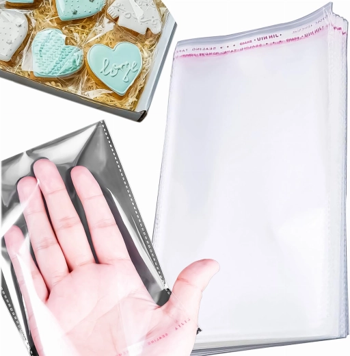 Bolsas autoadhesivas transparentes de celofán OPP 12 × 20 cm - 100 unidades