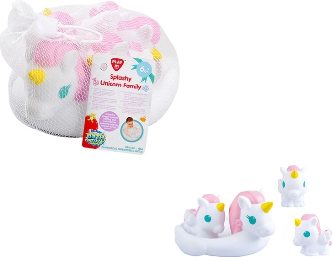 Playgo familia de unicornios que salpican agua