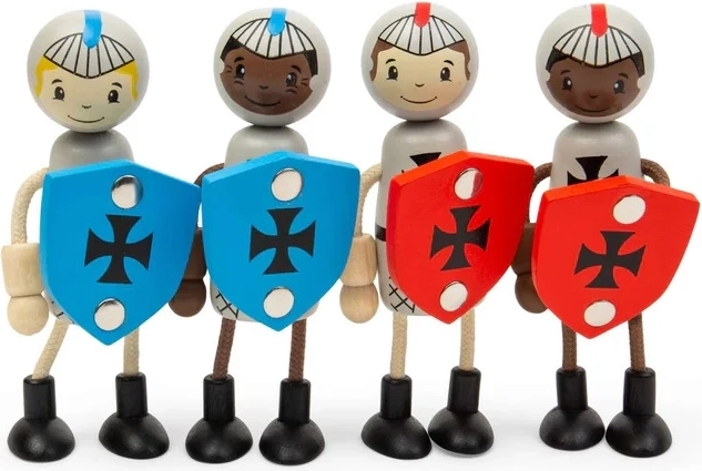 Bigjigs Toys set de figuras de madera de caballeros medievales