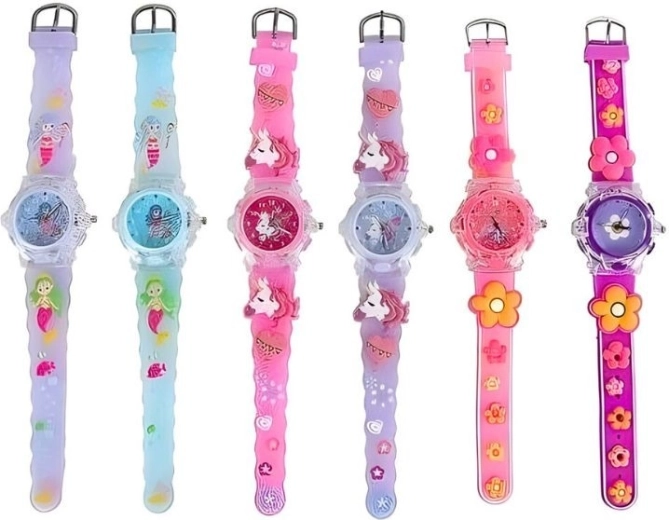 Reloj analógico para niña con luz, surtido de diseños