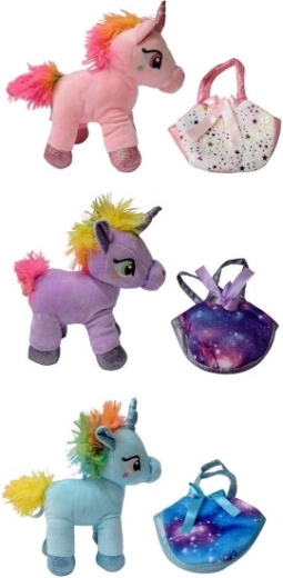 Unicornio de peluche con bolso