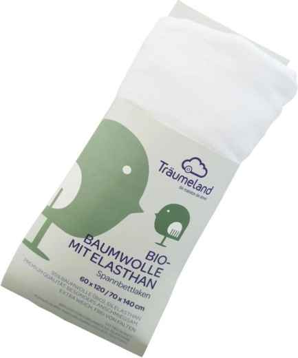 Träumeland sábana bajera de algodón orgánico (bio) con elastano 40 × 90 cm blanca