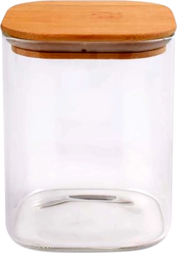 Tarro con tapa de bambú 930 ml de vidrio borosilicato