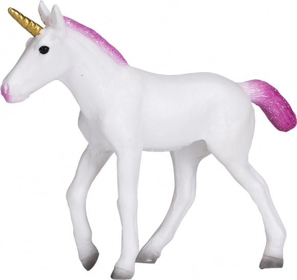 Figura de plástico de unicornio con crin rosa