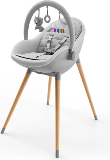 Kinderkraft FINI UP 3v1 silla de comer y hamaca, gris