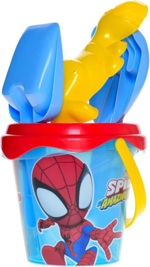 Set de arena Spider-Man con cubo transparente, tamiz y herramientas