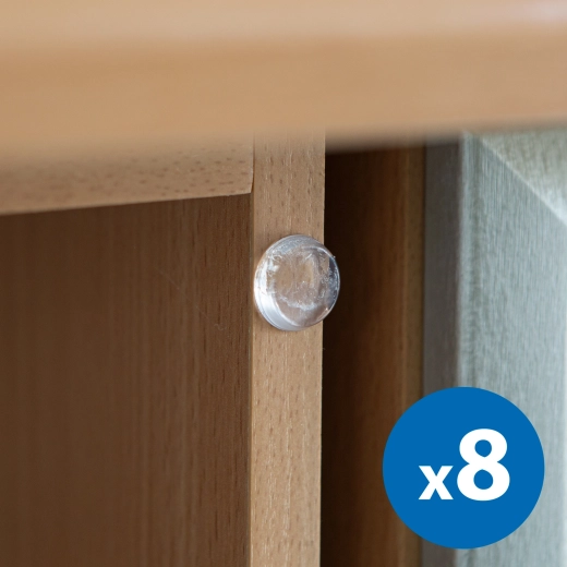 Topes autoadhesivos transparentes para puertas de 18 mm – 8 unidades