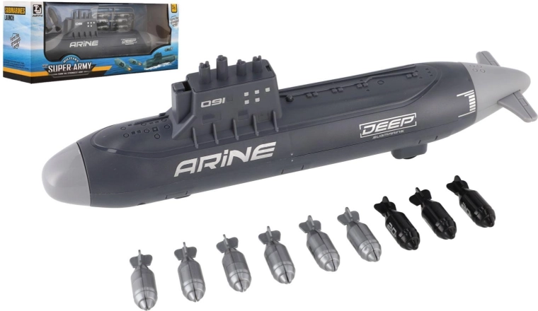 Submarino lanzatorpedos con motor de inercia para el agua