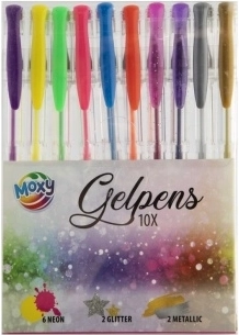 Set de bolígrafos de gel Moxy 10 uds. – metálicos, pastel y neón