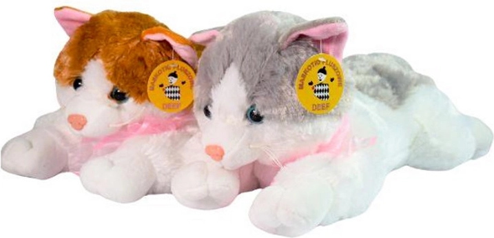 Gatito de peluche manchado tumbado – grande