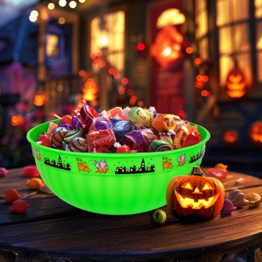Bol de servir de plástico verde para Halloween 30 × 12 cm