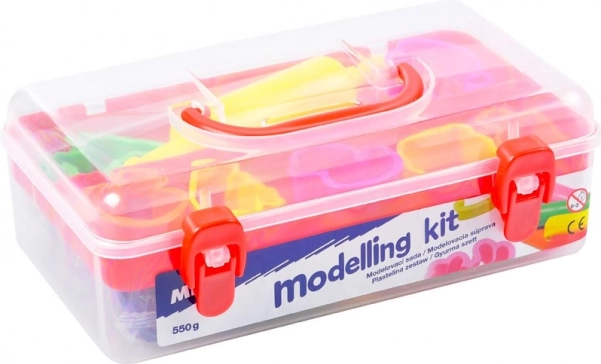 Set de modelado con plastilina de 7 colores, moldes y rodillo (550 g)