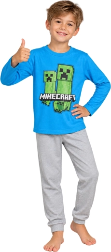 Pijama infantil Minecraft azul y gris