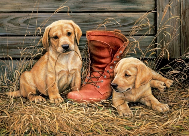 Puzzle EuroGraphics «Cachorros con una bota vieja» 1000 piezas