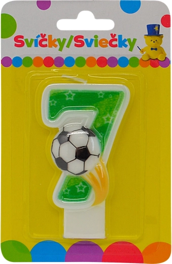 Vela de cumpleaños número 7 con balón de fútbol