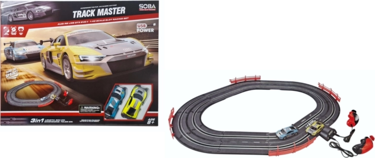 Pista de carreras para coches con mandos a distancia y alimentación USB
