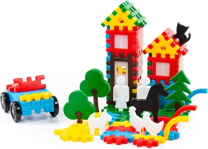 Set de construcción Polesie Family 108 piezas en cubo
