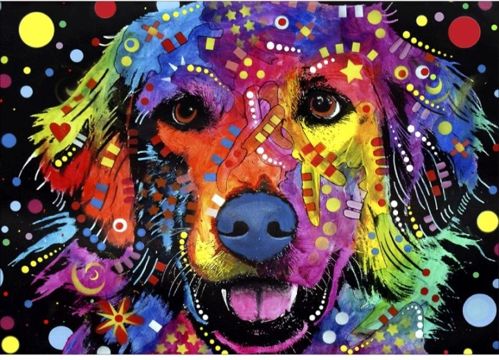 Bordado con diamantes (diamond painting) – perro abstracto 40 × 30 cm - 1 pieza