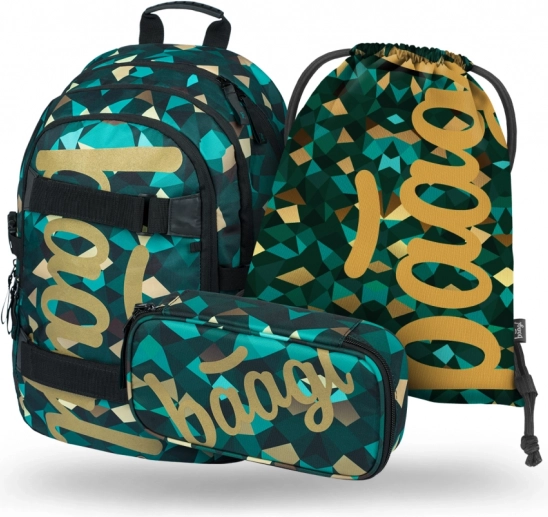 Conjunto BAAGL Skate Polygon: mochila, estuche y bolsa