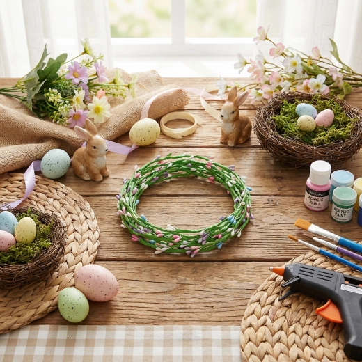 Corona decorativa colorida de Pascua, 65 cm, 4 unidades por paquete
