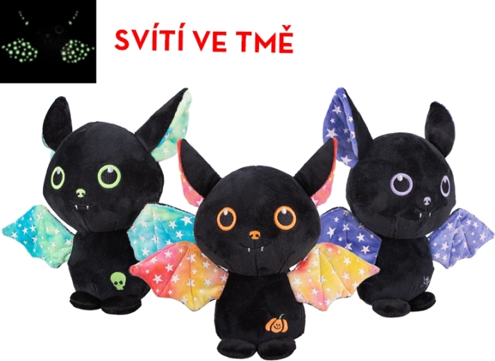 Murciélago de peluche que brilla en la oscuridad, 23 cm