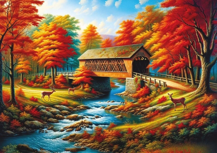 Puzzle Puente bordeado de árboles 500 piezas ART PUZZLE
