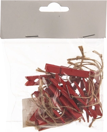 Pinzas de madera colgantes rojas 12 uds