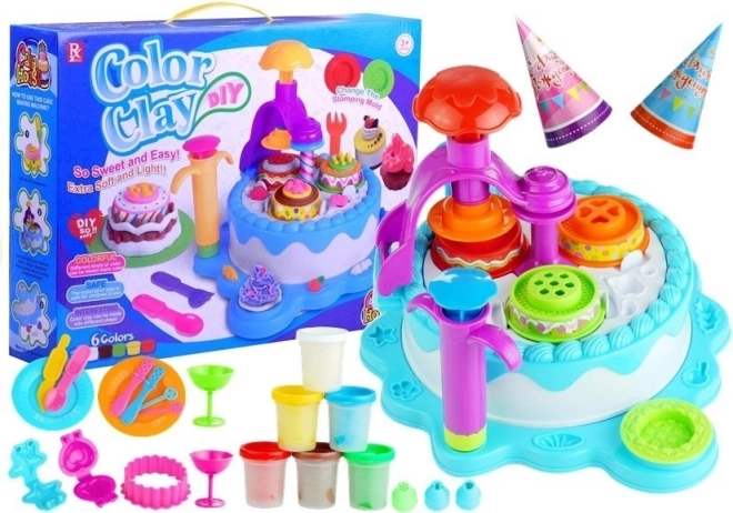 Pasta de modelar – set de cumpleaños, 6 colores y accesorios