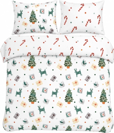 Ropa de cama navideña de algodón reversible SCANDI con motivo navideño 220 × 200 cm