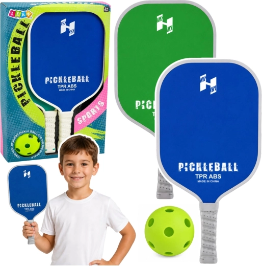 Set de pickleball – 2 palas y pelota perforada verde-azul