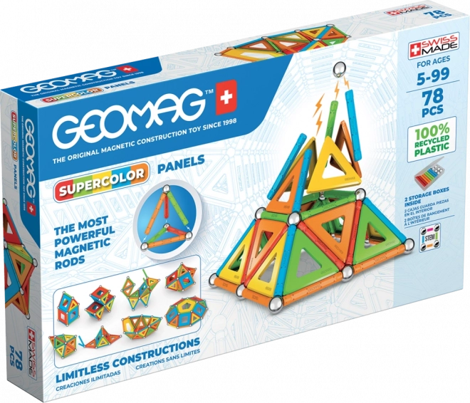 Geomag Supercolor Panels construcciones magnéticas recicladas 78 piezas