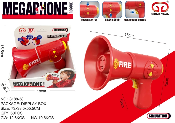 Megáfono de bombero rojo