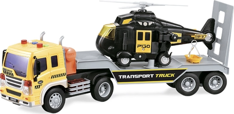 Camión tractor urbano con remolque y helicóptero 1:16 con control remoto