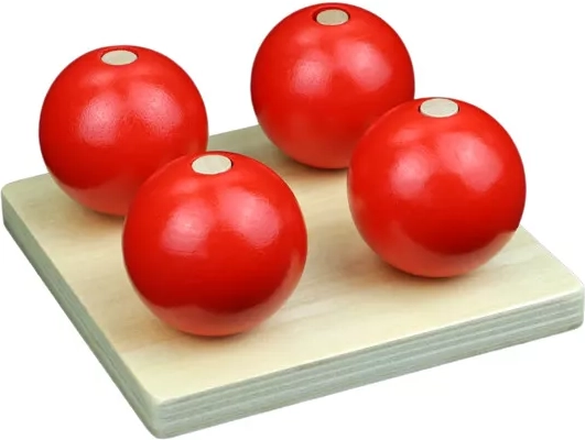 Bolas de madera en clavijas rojas - 1 pieza