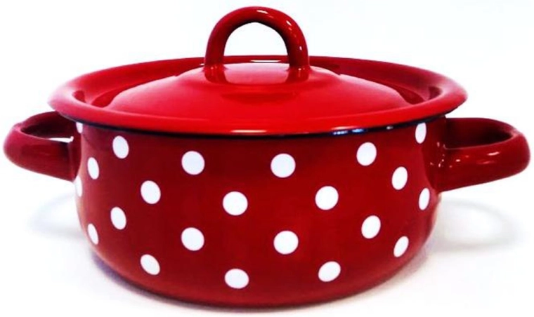 Olla esmaltada con tapa 1,5 l – lunares rojos