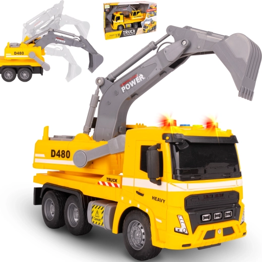 Camión excavadora 1:16 con luz y sonido