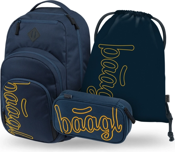 Baagl set 3 Coolmate Lux: mochila escolar, estuche y bolsa