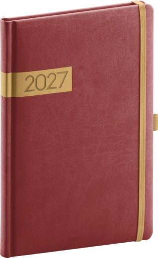 Agenda semanal Notique Twill 2027 burdeos-dorado 15 × 21 cm