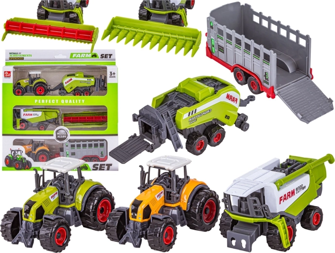 Set de máquinas agrícolas de granja: 2x tractor y cosechadora (3 uds.)