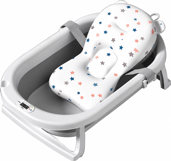 Bañera infantil plegable con termómetro LCD y colchoneta de baño