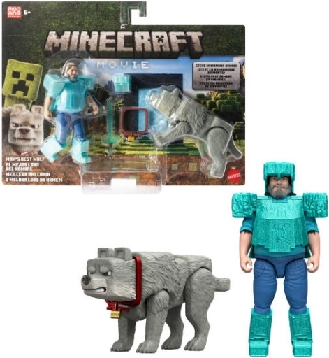 Figuras de Minecraft Steve y lobo – set de 2 uds