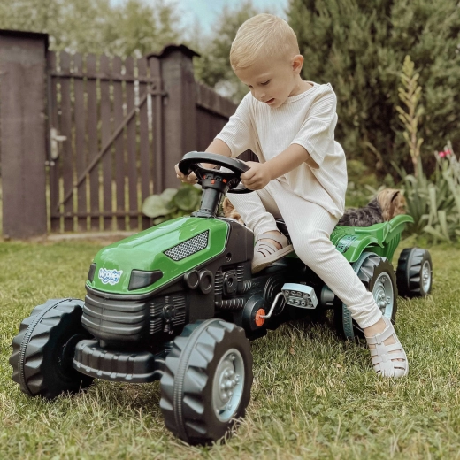 Woopie tractor de pedales Farmer GoTrac Maxi con remolque y ruedas silenciosas