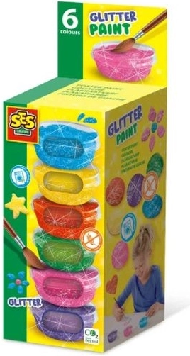 Pinturas de témpera con purpurina SES Creative 6 × 45 ml