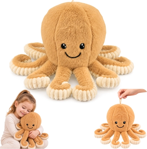Pulpo de peluche – abrazable con tentáculos elásticos beige 50 cm - 1 unidad