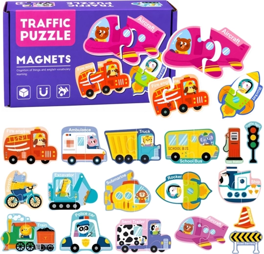 Puzle magnético de medios de transporte – set de 30 piezas
