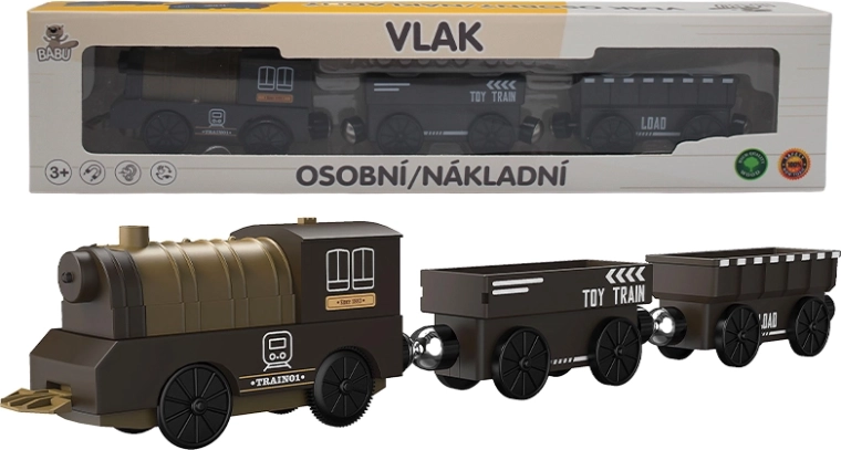 Locomotora de vapor de carga BABU con vagones a pilas