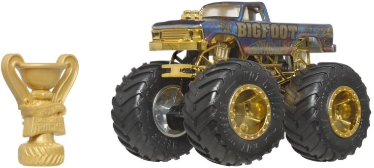 Hot Wheels Monster Trucks Trophy Champions – edición de coleccionista BIGFOOT 1:64 con trofeo