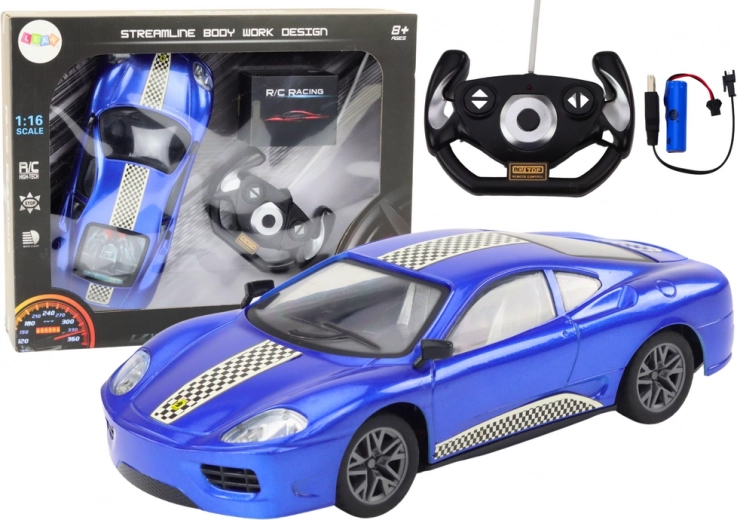 Coche RC azul 1:16 con luces