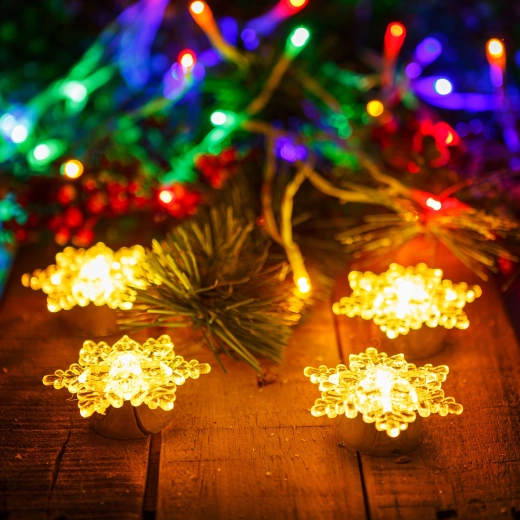 Decoración LED cristal de hielo a pilas, 4 unidades
